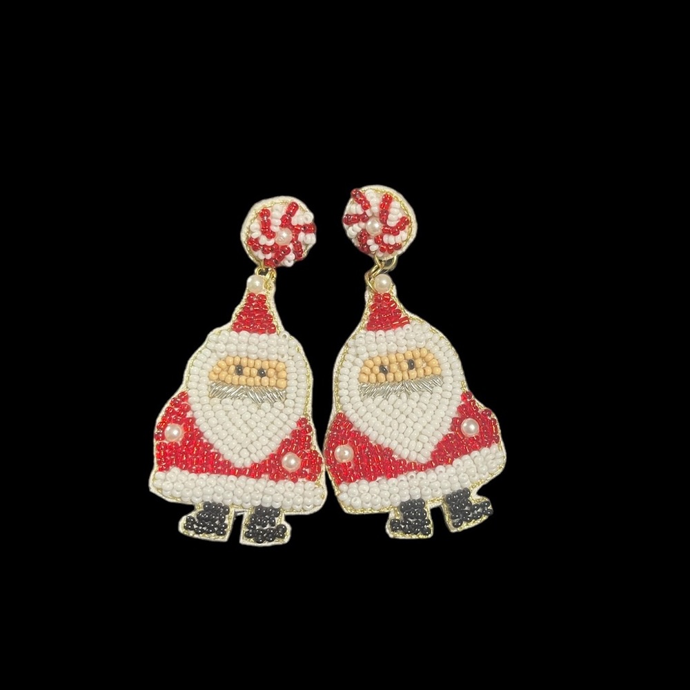 Santa Claus Seed Bead Earrings